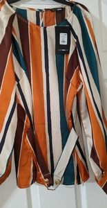 Brand New Sz L Multi Earth Tone Dress Shirt